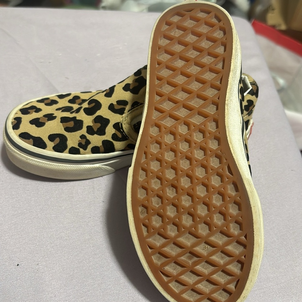 Cheetah print Vans. Little girls size 12. Almost new Worn a handful of times. - Picture 3 of 4
